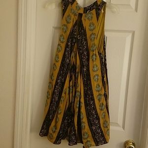 Free People Printed Trapeze Dress with Pockets